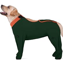 ROZKITCH Dog Anti Scratch Suit with Feet Covered, Anti-Licking E-Collar Alternative with Adjustable Drawstrings, Full-Body Bodysuit for Large Dogs, Anti Shedding & Licking Green 2XL
