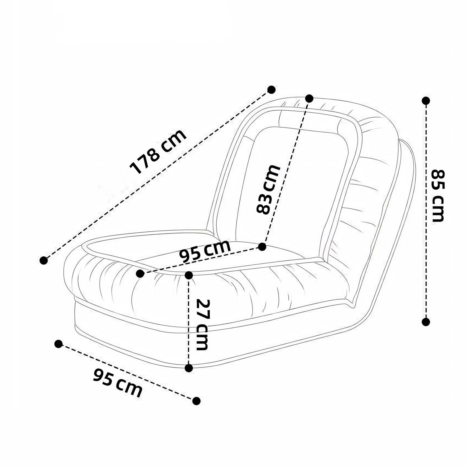 SHARPDO Fauteuil de Sol Ergonomique 5 Positions, Mousse Épaisse 27cm & Housse Lavable, Confort Ultime pour Film, Jeux, Télétravail et Détente, Chaise de Sol, Canapé Paresseux