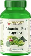 Neonat Health Vitamin B12 Capsules, 100% Natural 60 Veg Capsules Plant Based Supplement with Spirulina and Moringa, Support Energy and Metabolism, For Men and Women, Helps in Red Blood Cell Formation