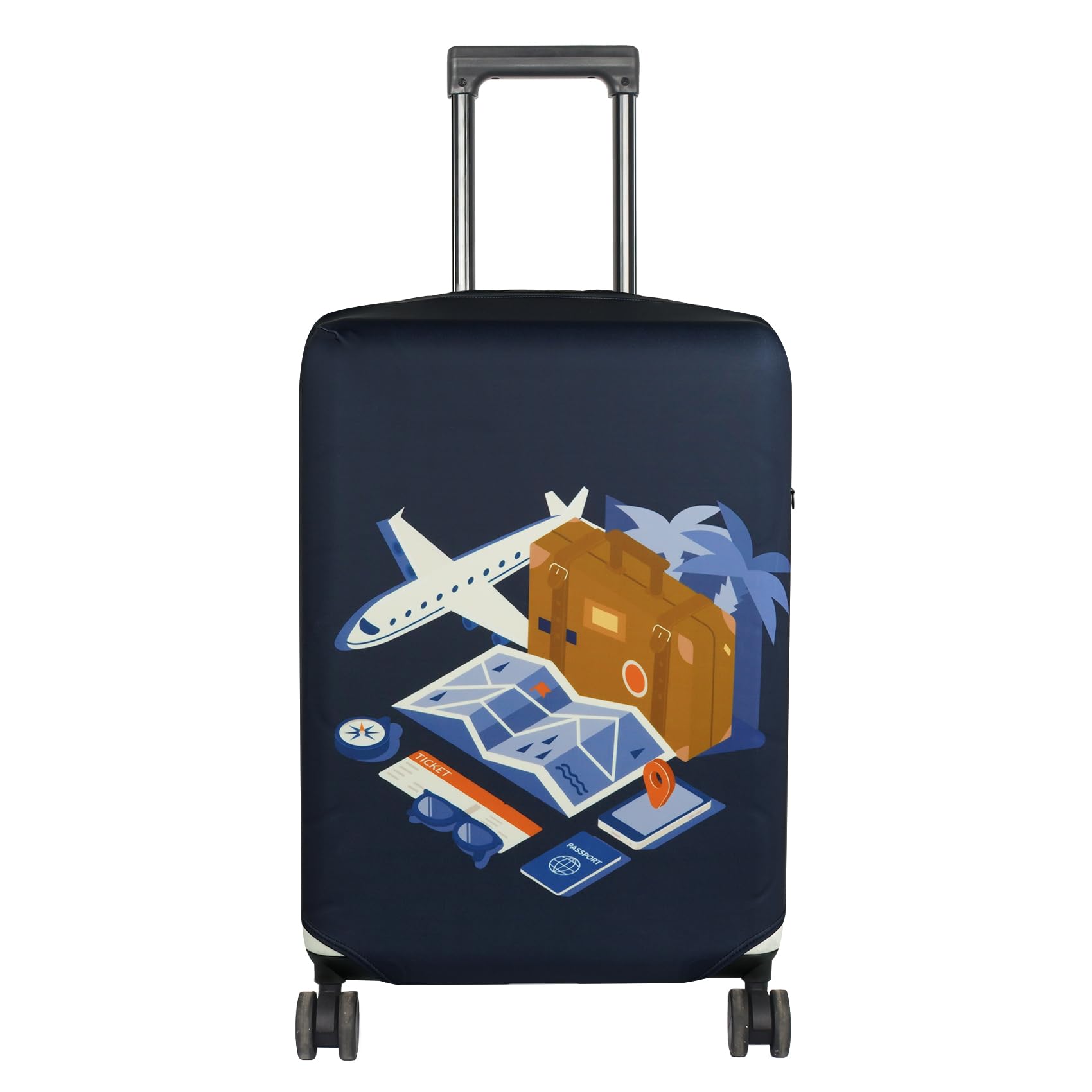 HYPER VENTURE Washable Luggage Cover - Fashion Suitcase Protector Fits 27-30 Inch Luggage (Journey, L)