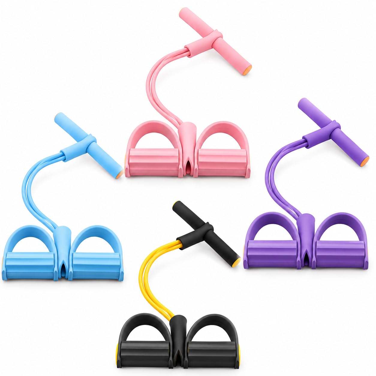 Extensor Elástico Pedal, Treino Completo em Casa, Portátil, Tonifica Braços, Abdômen,