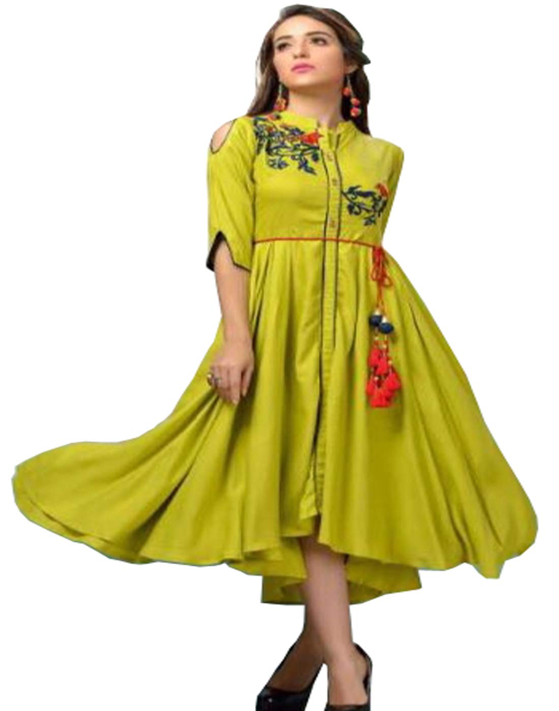Aaditya Collections Women's Multi-coloured Cotton Dress (AADIC-02_FreeSize)