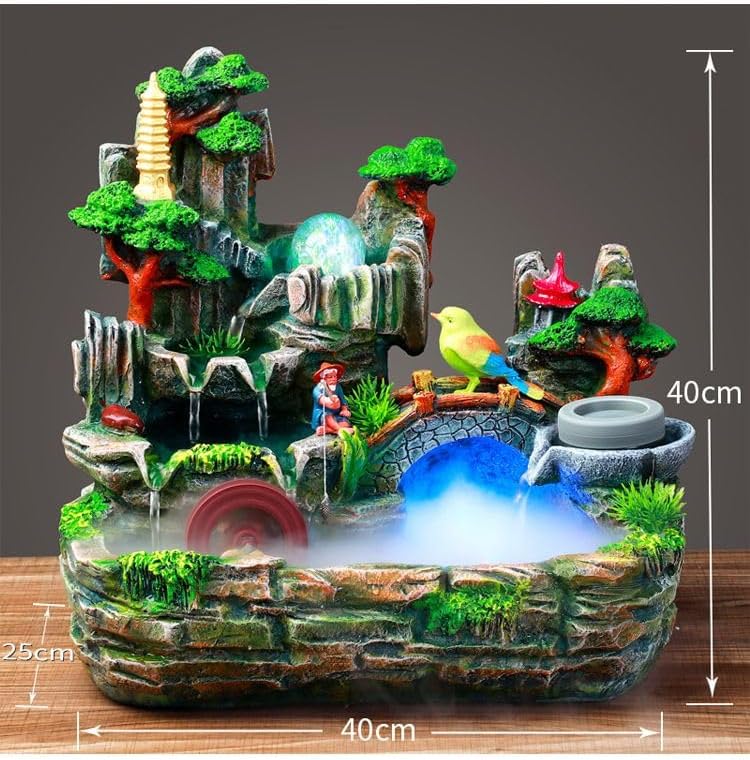 Fengshui Lucky Rockery, Flowing Water Ornaments, circulating Water Desktop, Small Living Room Fountain, Fish Tank, Store Opening Gift Landscaping FJWLQQM21