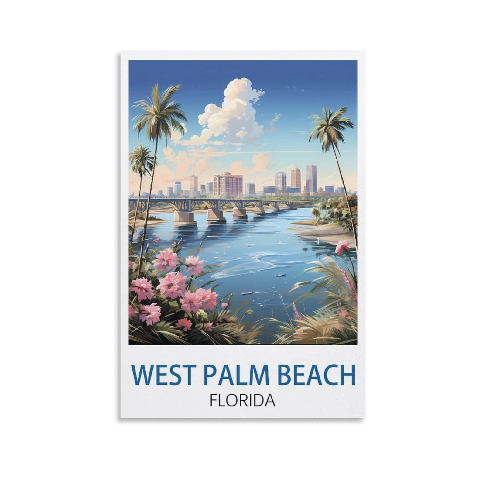 EZMLFA Diamond Painting Kits for Adults,West Palm Beach Florida 5D Diamond Painting Kit for Adults Beginners, DIY Full Round Drill Gem Art Kits for Home 50x60cm