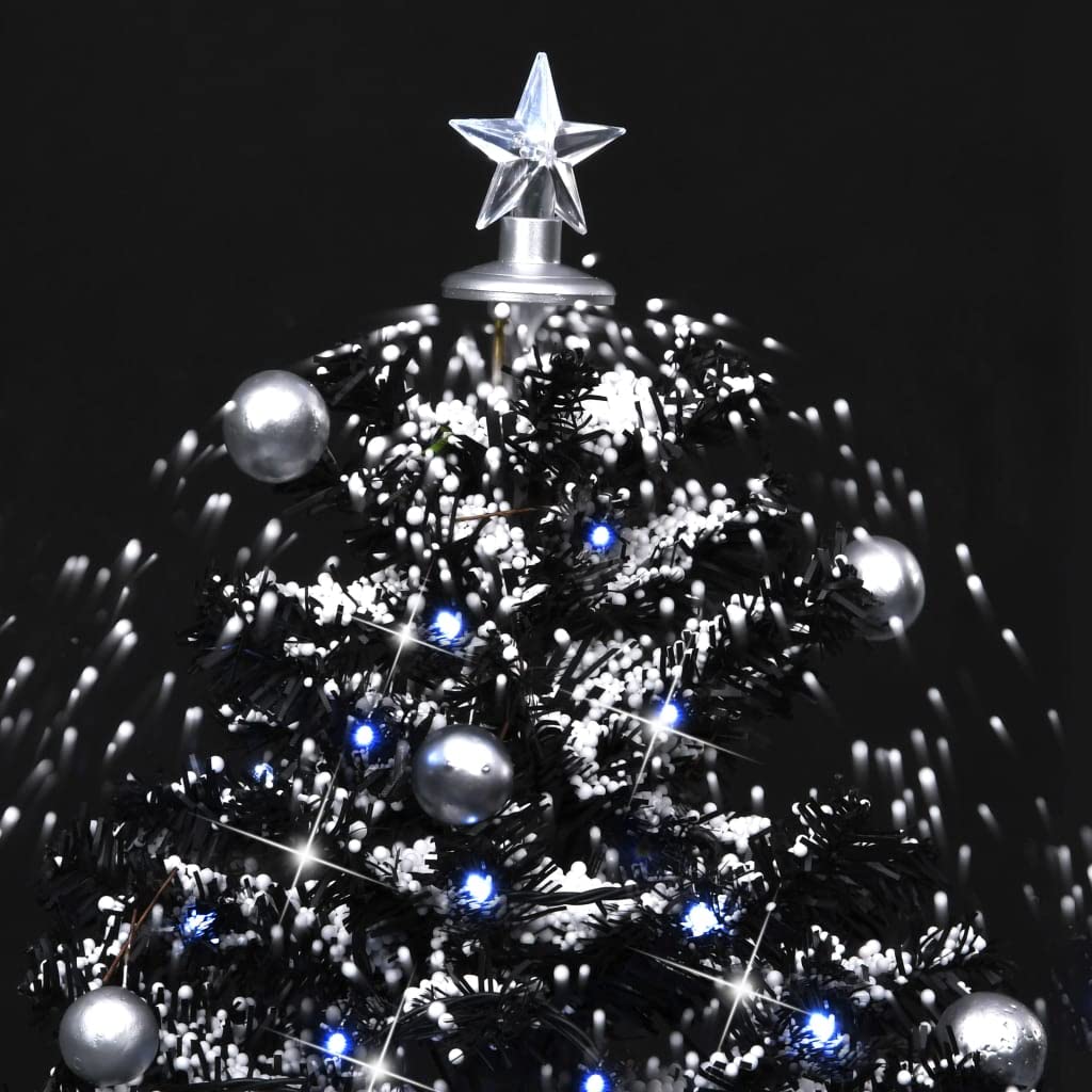 vidaXL Schneiender Weihnachtsbaum mit Schirmfuß Schneefall Künstlich Tannenbaum Christbaum Kunstbaum Dekobaum Weihnachten Dekoration Schwarz 75cm PVC