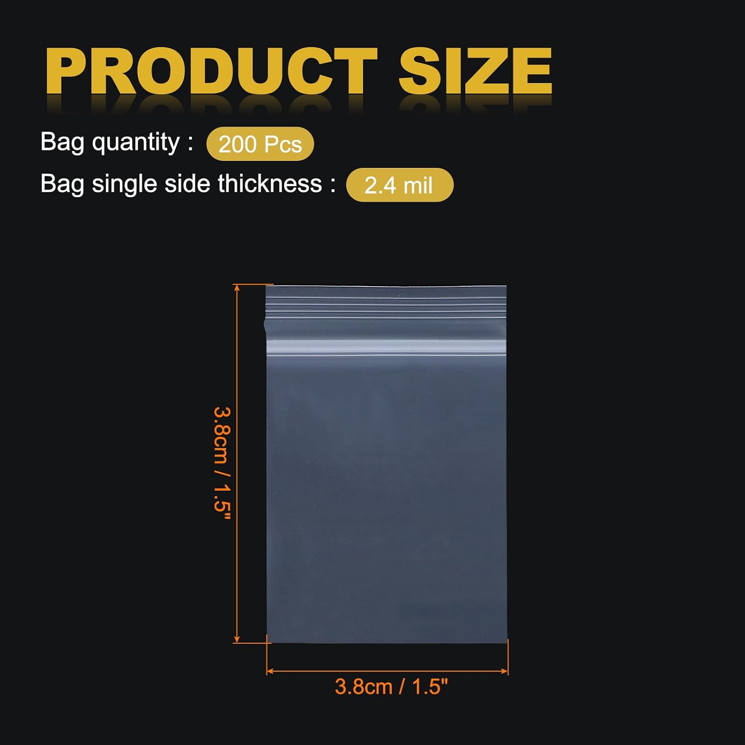MECCANIXITY 200Pcs Clear Plastic Bags 1.5" x 1.5" Zipper Resealable Lock Bag 2.4mil Small Reclosable Poly Bags for Small Business, Jewelry, Storage, Packaging