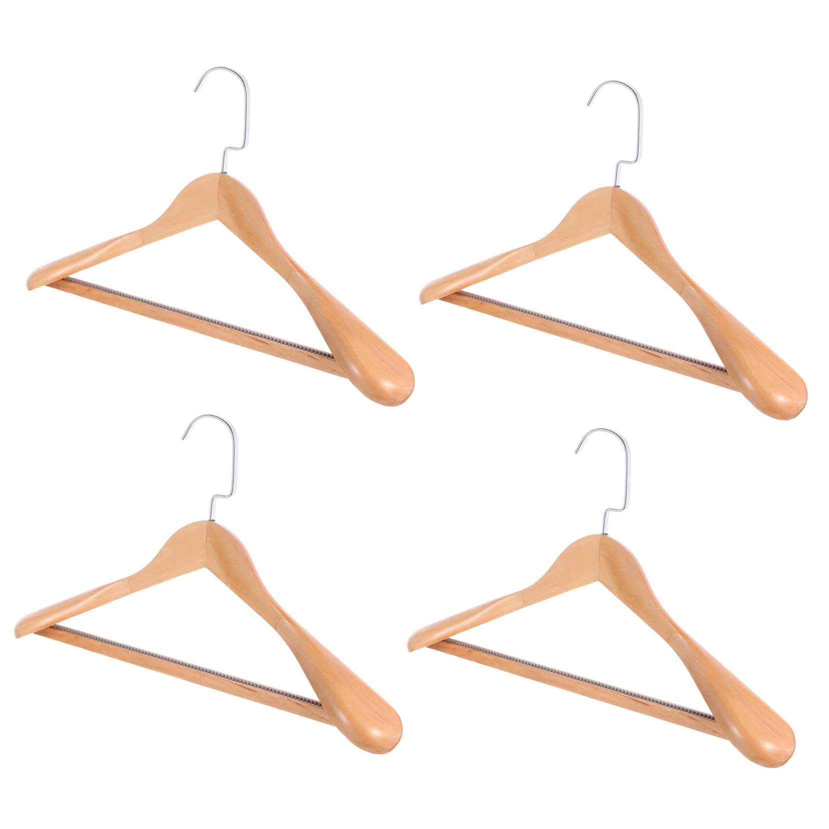 Unomor 4Pcs Solid Wood Clothes Hangers for Coats and Suits Heavy Duty Non Slip Design for Home Closets and Laundry Rooms and Comfortable to Use