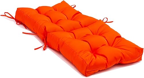 Miniatura 3 de QILLOWAY Cojín de asiento y respaldo para exteriores, cojín de repuesto de temporada primaveraverano (naranja)