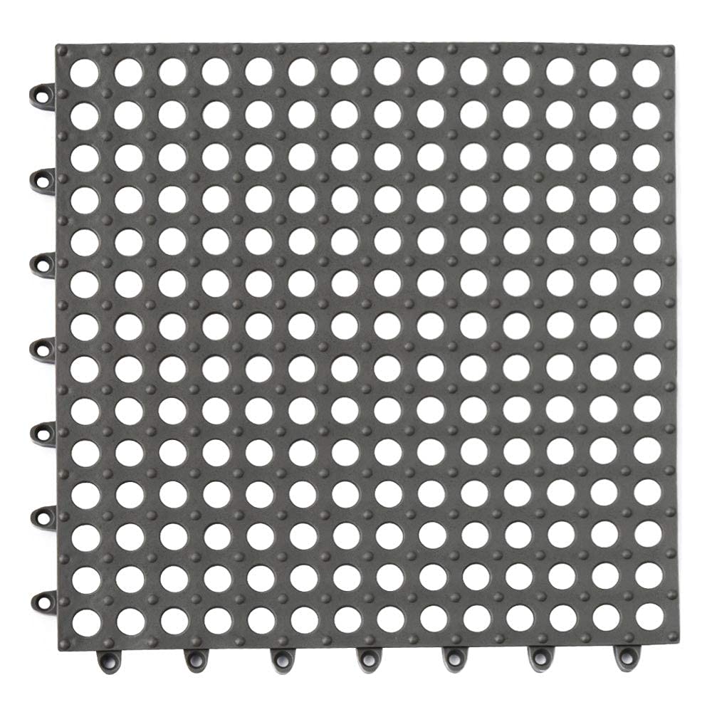 G-LIKE 10 baldosas de PVC para suelo – azulejos conectables baño, ducha, cocina, piscina, zona mascotas suelo, DIY, dentado, antideslizante, con ventosas masaje, drenaje, 30 x cm (gris)