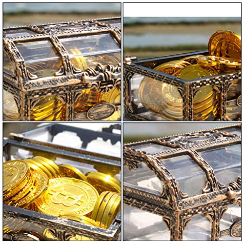 Mallalah Coffre au Trésor Transparent Pirate Stockage Boîte à Bijoux Cristal