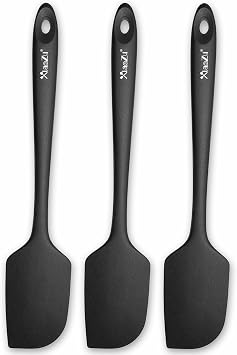 3 Pack Large Silicone Spatula for Kitchen,600 F Heat Resistant Rubber Spatulas for Baking,Cooking, Scraping,and Mixing,Non Stick Kitchen Utensils, BPA Free, 11.2 in Black