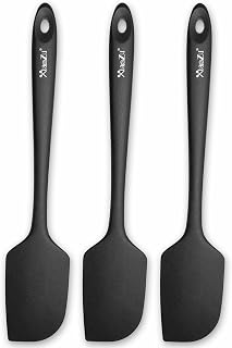 3 Pack Large Silicone Spatula for Kitchen,600°F Heat Resistant Rubber Spatulas for Baking,Cooking, Scraping,and Mixing,Non Stick Kitchen Utensils, BPA Free, 11.2 in (Black)