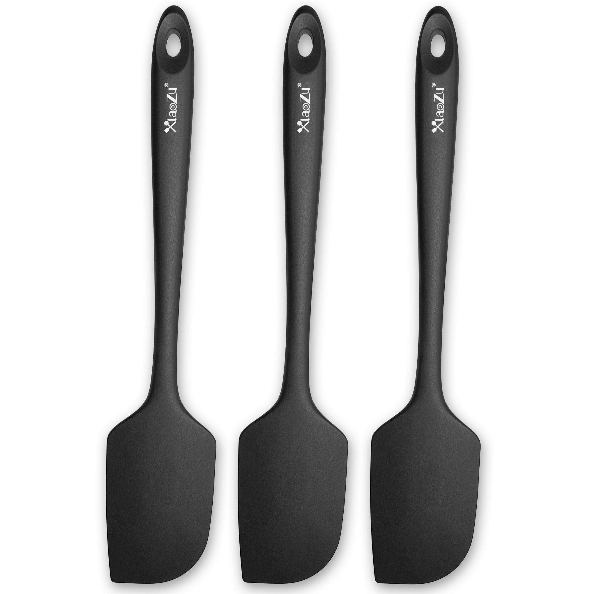 3 Pack Large Silicone Spatula for Kitchen,600°F Heat Resistant Rubber Spatulas for Baking,Cooking, Scraping,and Mixing,Non Stick Kitchen Utensils, BPA Free, 11.2 in (Black)