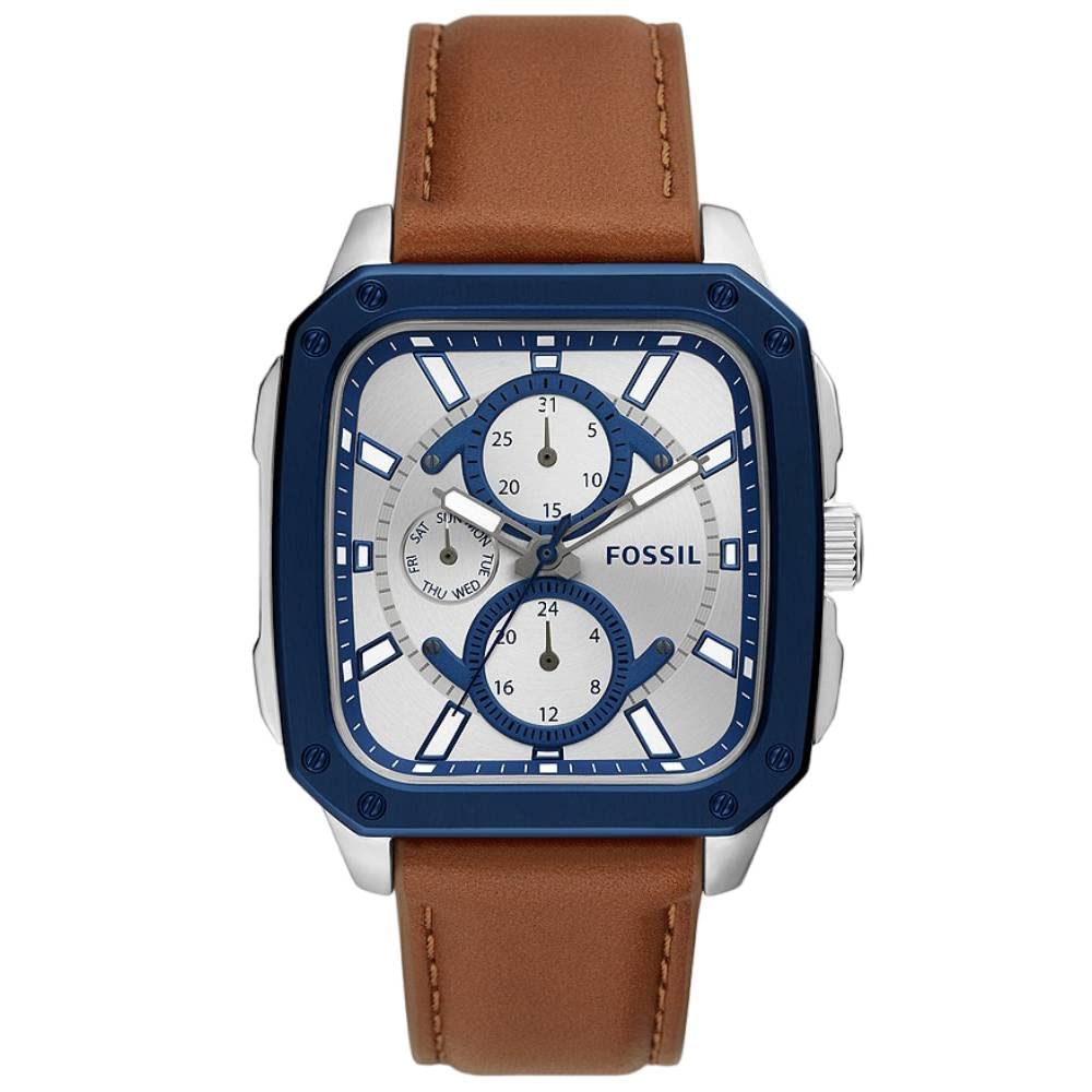 FOSSIL BQ2658 Multifunction Brown Leather Watch 42mm Silver