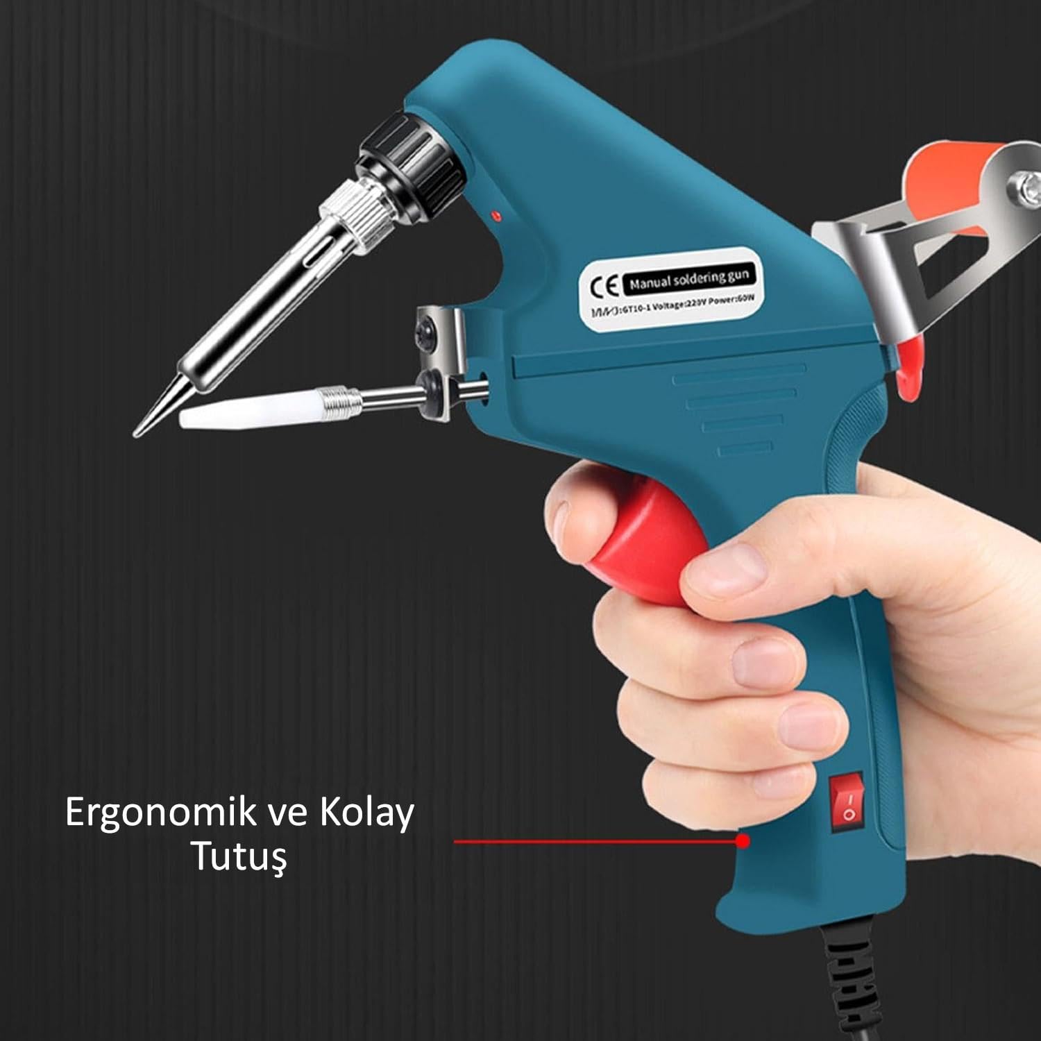 Valkyrie 5 Parça Tetikli Otomatik Beslemeli Havya Lehim Tabancası Seti - 60W 480°C Yeni Nesil Seramik Isınma - Tek El Kullanım