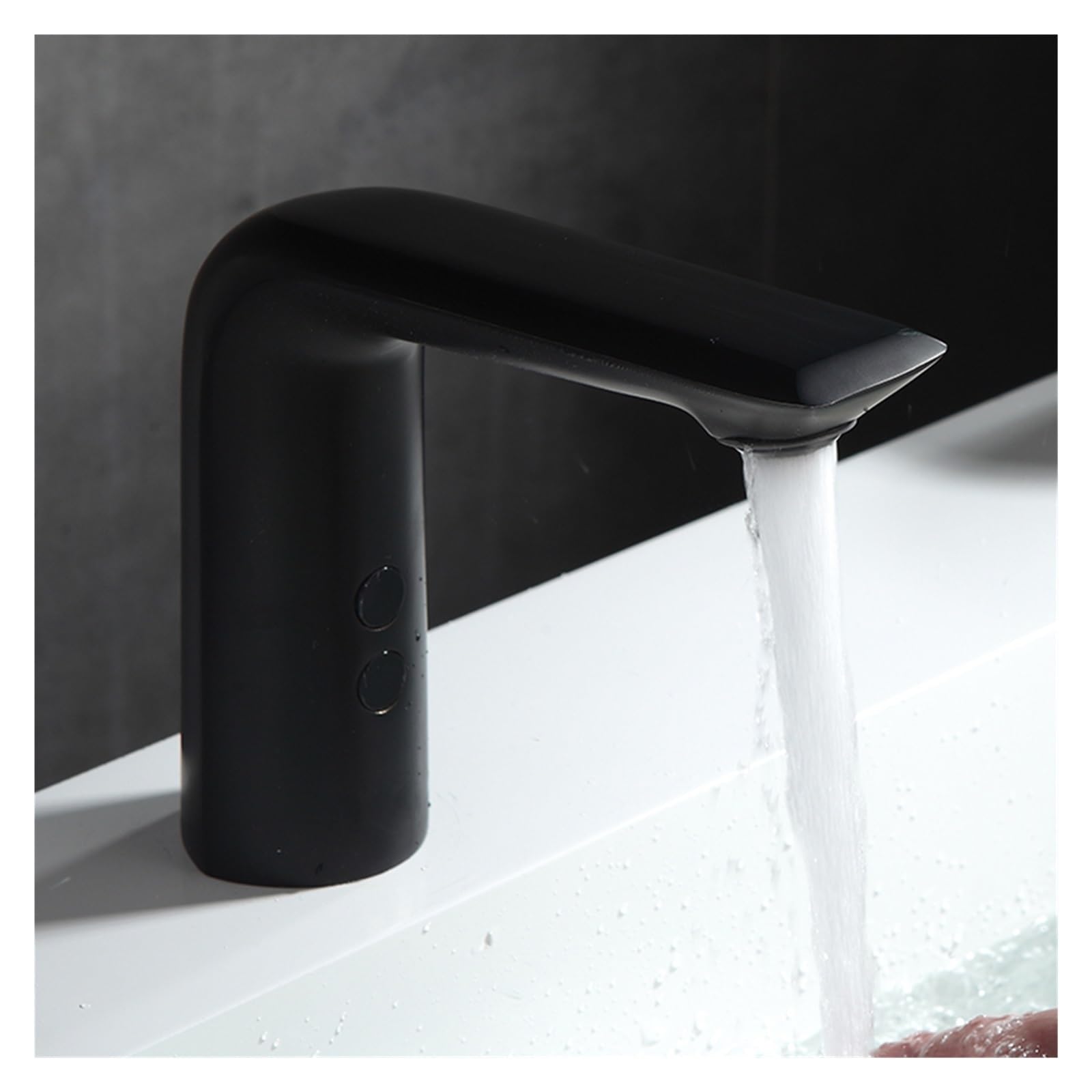 Robinet de Lavabo Automatique Black Negro Robinets Corps En Laiton Cuivre Mélangeur Eau Froide Chaude Ac 220 Tension Et Alimentation De La Batterie
