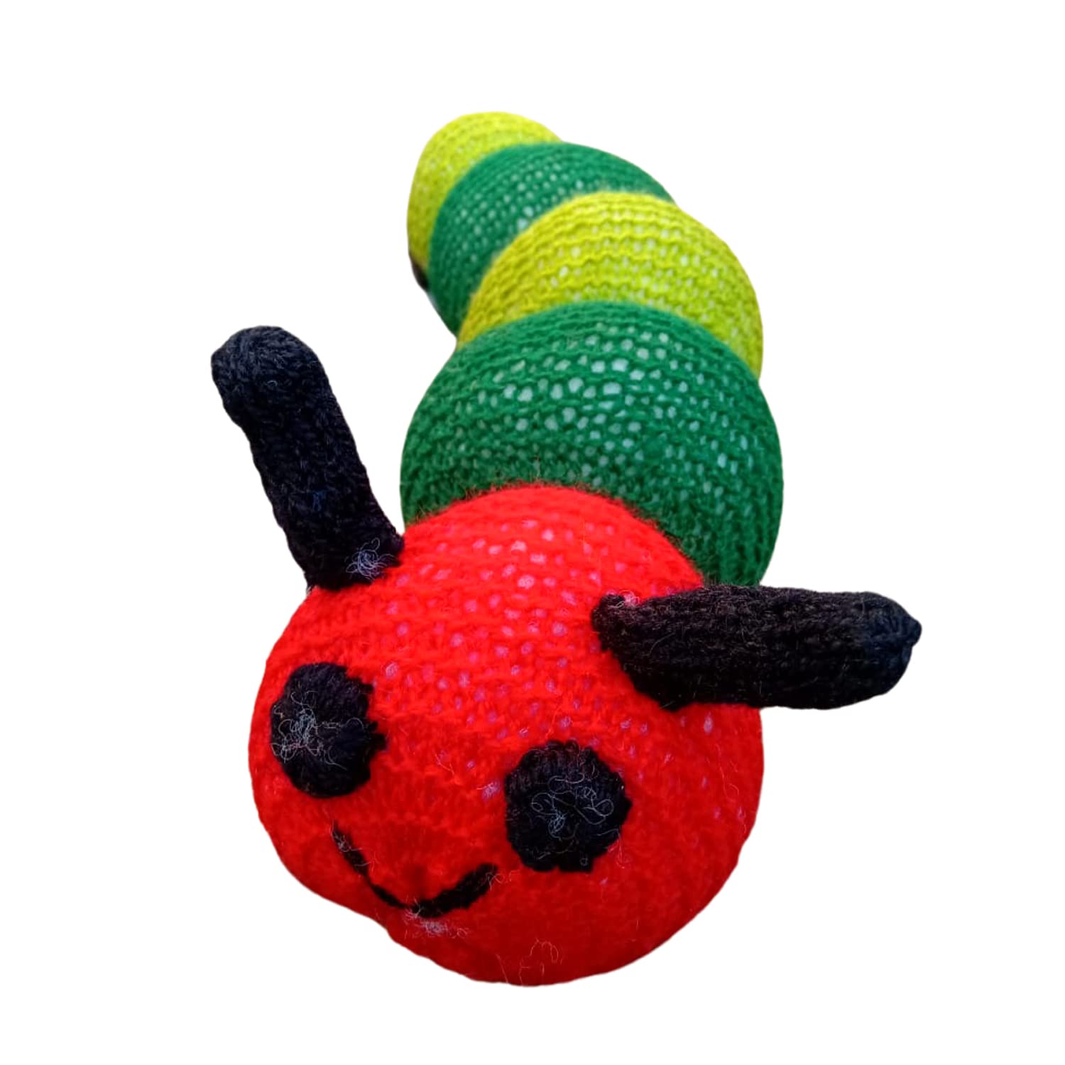 OriOri Woolen Handmade Knitted Soft Stuffed Cute Colorful Caterpillar Plush Toy for Kids, Girls (Pack of 1, 0-5 Years)