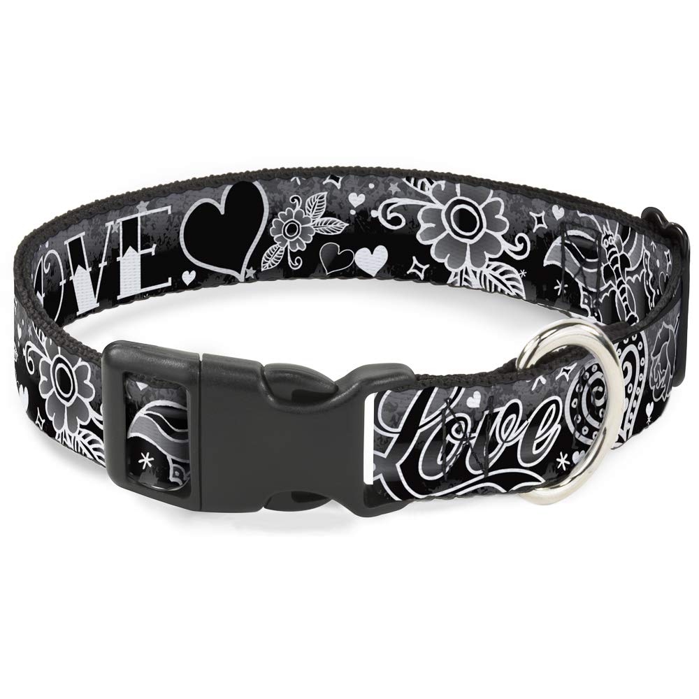 Collier à clip plastique Amour noir et blanc 13-45,7 cm pour chien