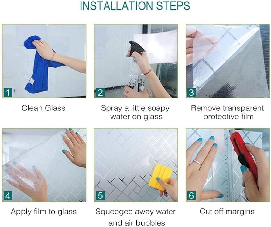 Image of WISDOM Window Glass Frosted Film Sticker for Home /Office Decorative Film 12x50 Rechtangle