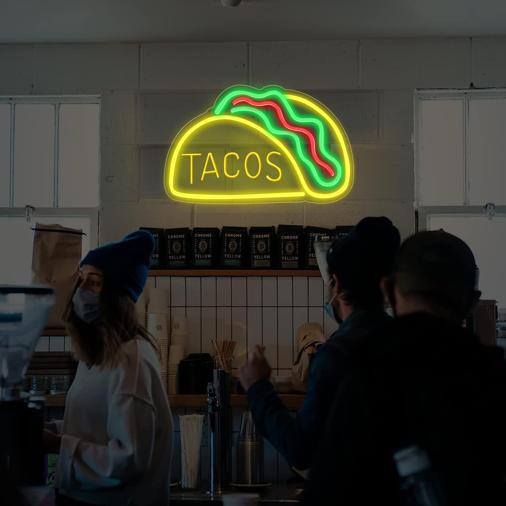 Tacos Restaurante LED Neón Cartel Luminoso Hogar Decoración Decoración Coffee Shop Bar Sorbete Decoración Regalo Personalizado Cartel de Bienvenida