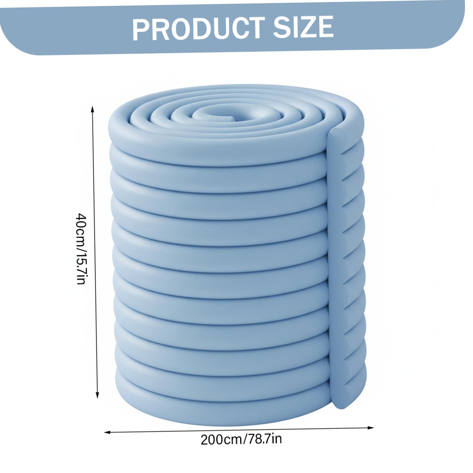 Babysichere Ecken und Kanten, Schaumstoff-Kantenschutz, 40, 6 x 200, 9 cm, verdicktes PVC, Anti-Kollisions-Kissenstreifen für Tisch, Schrank, Wand, Kamin, Kindersicherheitsschutz, Blau