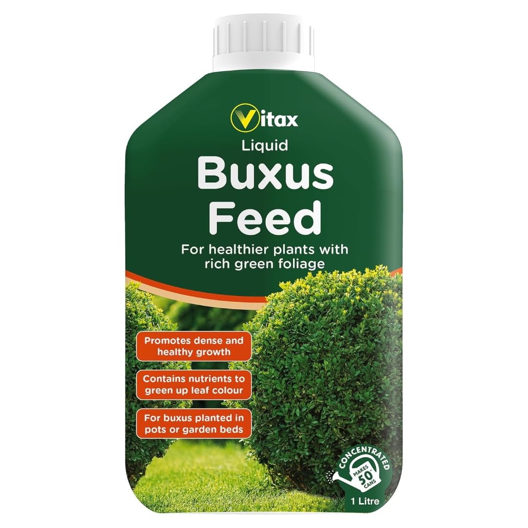 Vitax Buxus Liquid Feed 1 Litre – Concentrated Fertiliser for Box Hedges, Topiary and Container Buxus – Greener Leaves, Dense Compact Growth and Improved Disease Resistance – Makes 225 Litres