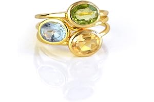 Danique Sterling Silver Gemstone Rings: Birthstone Stacking Set for Mom