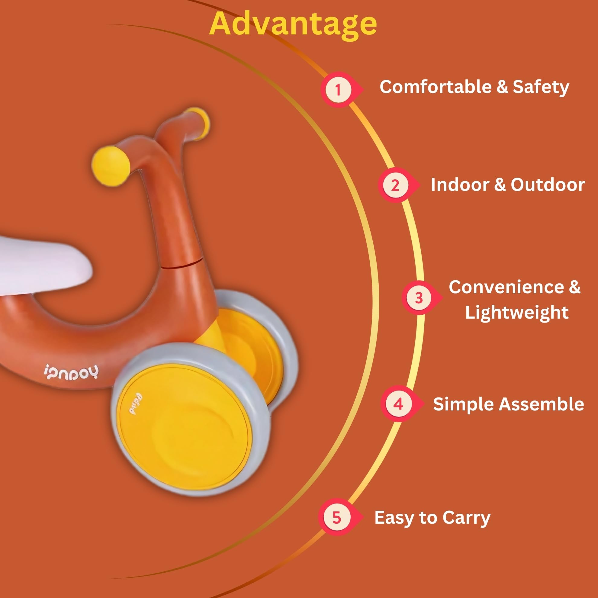 Baby Balance Bike/Scooter for 1-3 Year Old Boys Girls,12-36 Month Toddler Best First Birthday Gift Children Walker,Train Your Baby from Standing to Walking-Indoor Outdoor Balance Bike (Nut Brown) - Image 2 thumbnail