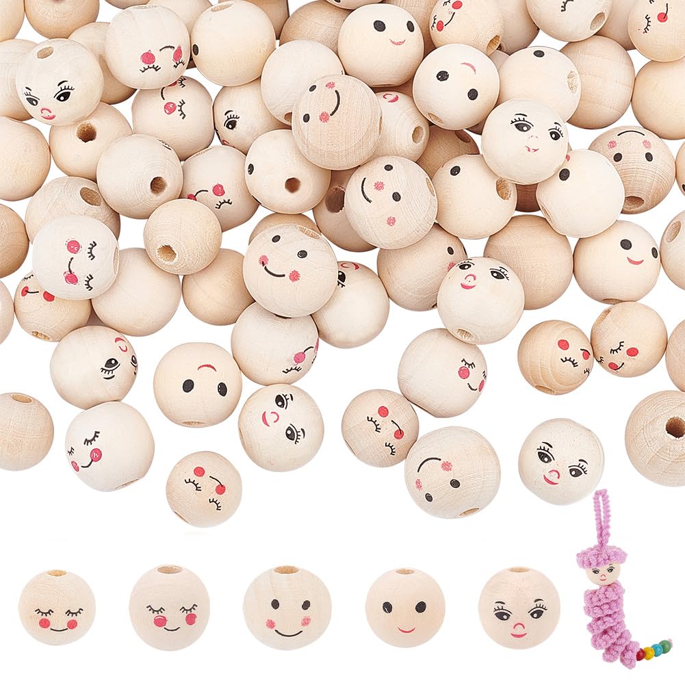 PandaHall Houten knutselballen, 53 stuks, 3 maten, 20 mm, 25 mm, 30 mm, ronde houten ballen, zonder boring, onafgewerkte natuurlijke houten knutselballen voor doe-het-zelfprojecten, kunstdesign