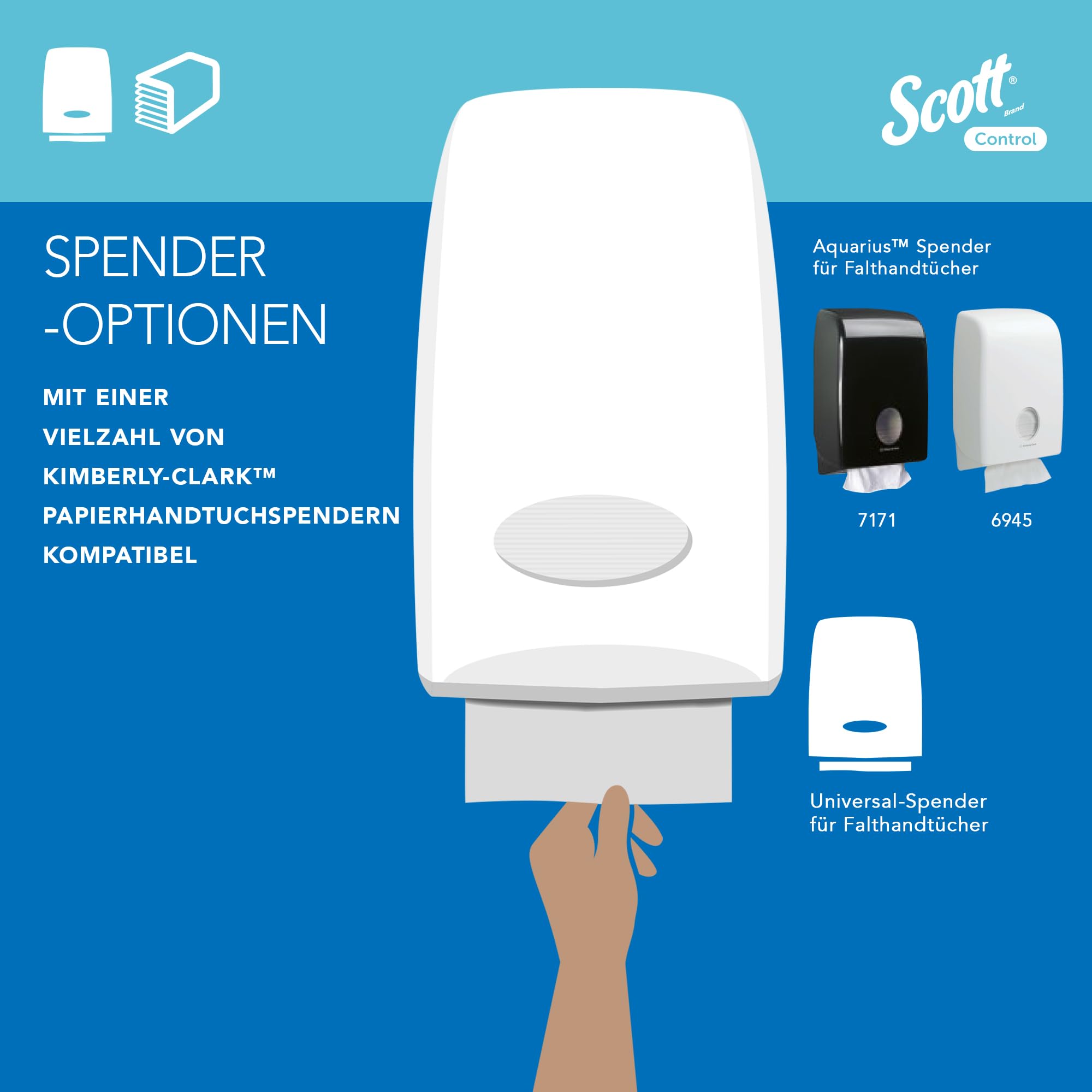 Scott® Control™ Papierhandtücher 6663, Einmal-Papierhandtücher mit Interfold-Faltung und M-Faltung, FSC-zertifiziert, für eine umweltbewusste Händehygiene, 15 Packungen x 212 Tücher (insg. 3.180)