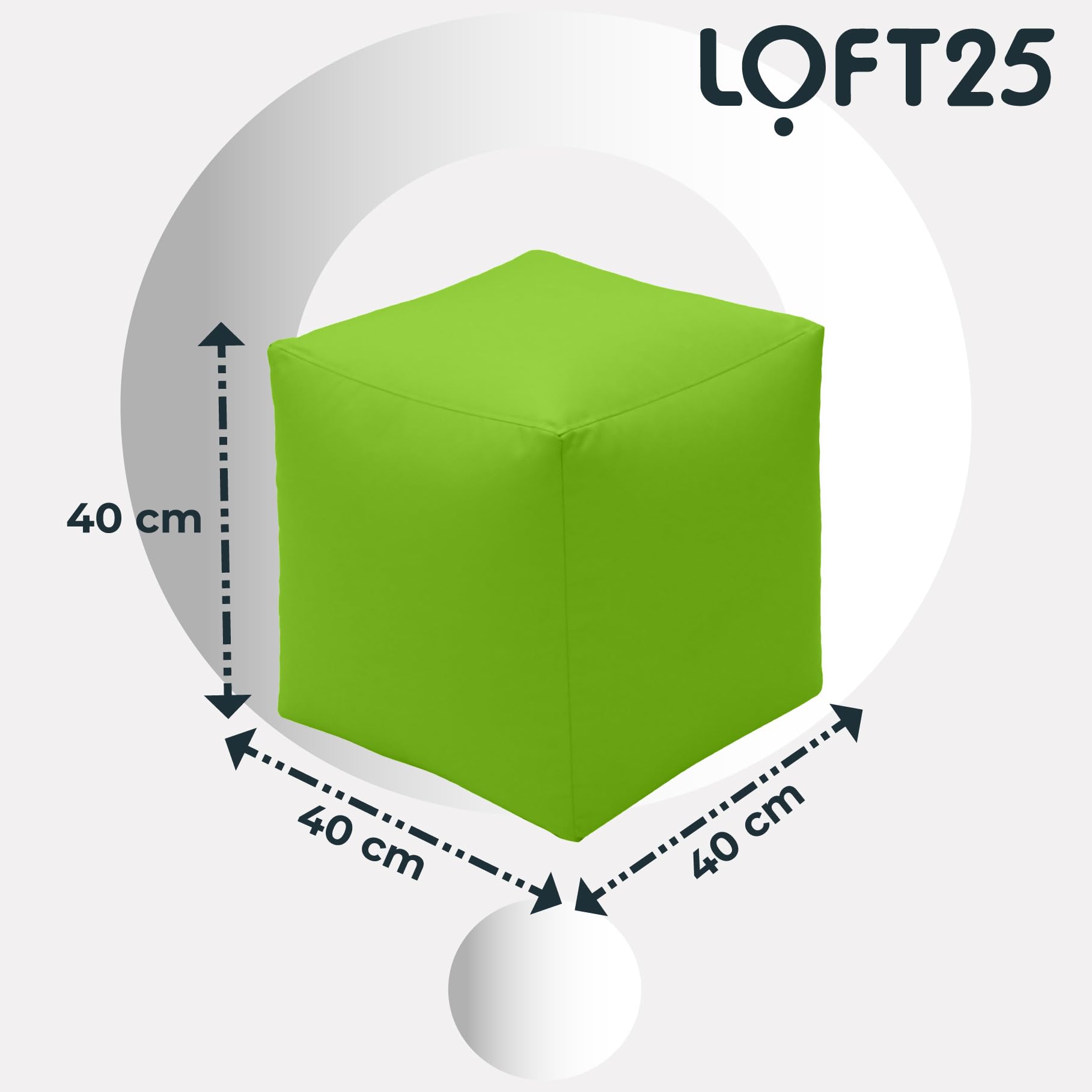 Loft 25 Puf suave | Reposapiés de cubo resistente al agua para interiores y exteriores | Asiento de puf ligero y cómodo para sala de estar | Reposapiés duradero de diseño ergonómico (lima)
