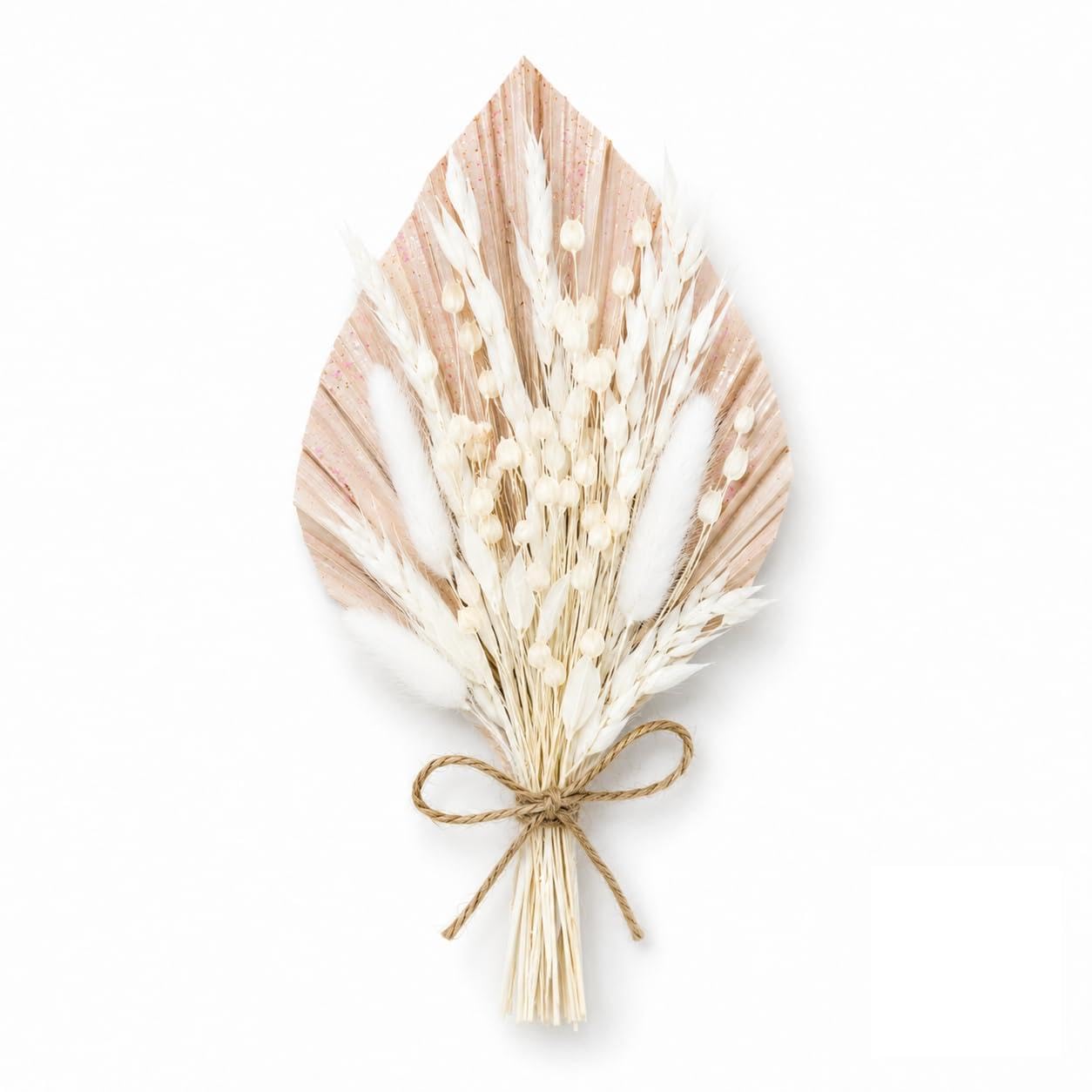 Dried Flower Cake Topper Spear Palm Bouquet (Pink and White)