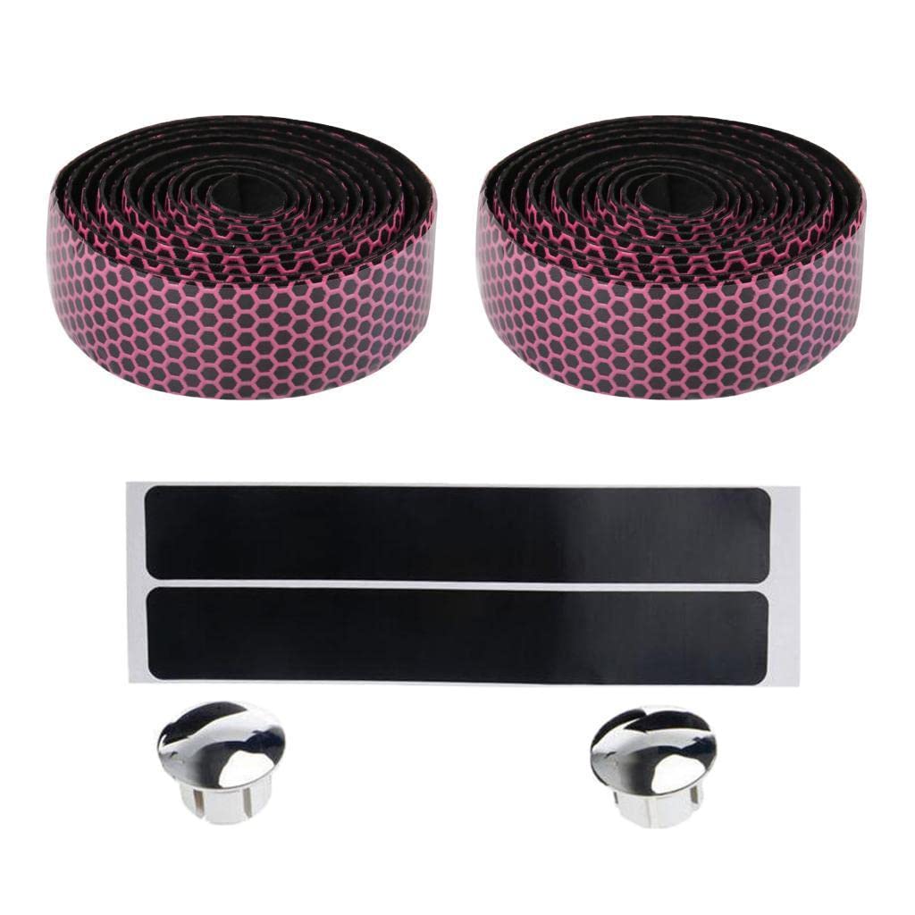 Soft Bike Handlebar Tape with Bar End Plugs Outdoor Sports Non-slip Pink-image-44