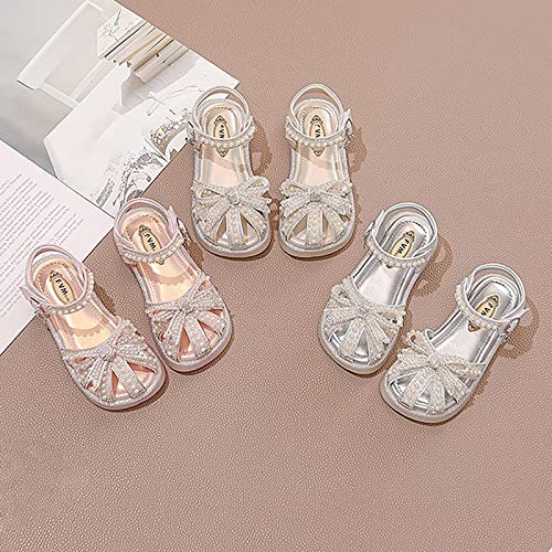 sfdgfhyf Running Shoes for 1 to 12Years Child Kids Summer Girls Closed Toe Sandals Pearl Glitter Diamond Crystal Bow3