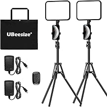 UBeesize 2-Pack LED Video Light Kit, 3000-6500K Dimmable Photography Studio Lights with Tripod Stand & Phone Holder, Video Recording & Streaming Lighting for Makeup, Gaming, YouTube