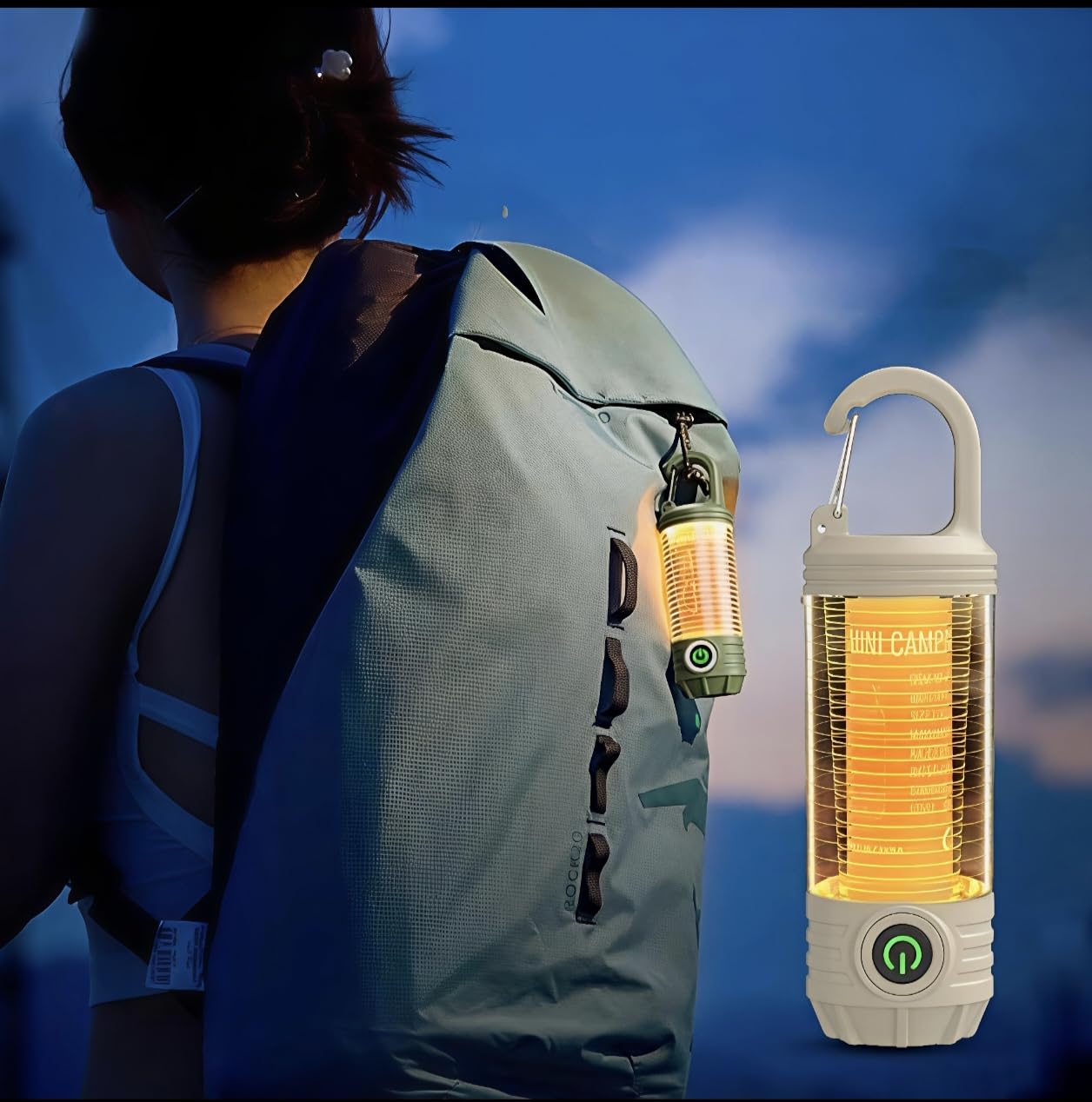 Lanterna, lanterna da campeggio a LED, da appendere, verde chiaro con Sos e 3 modalità, alimentata a batteria, luci sospese portatili per emergenza, interruzioni di corrente, uragano, all'aperto, uso