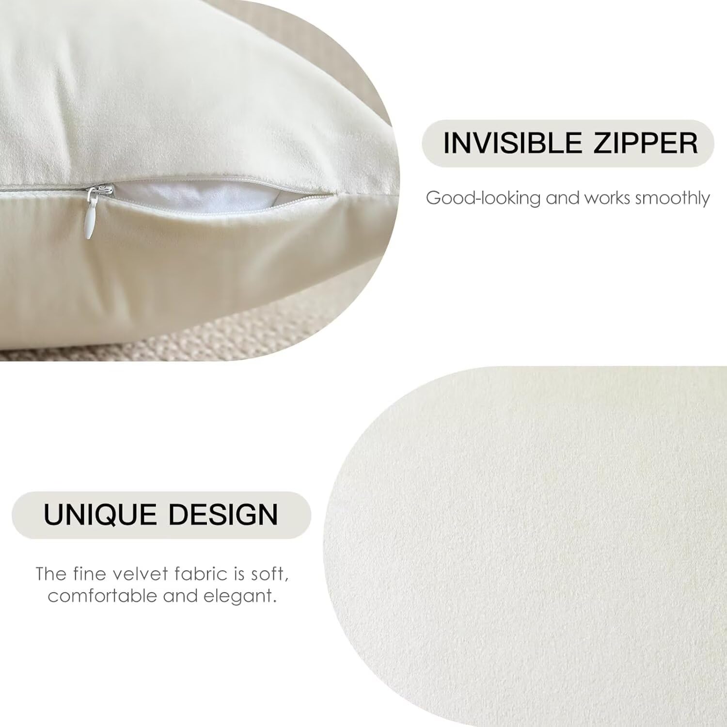 Xlccaioo Set di 2 In Bianco E Nero Federe Cuscini Divano 60x40cm Fodere per Cuscini Decorativi in Velluto, Fodera per Cuscino, Copricuscini Divano con Cerniera Invisibile, per Camera da Letto XC-8174