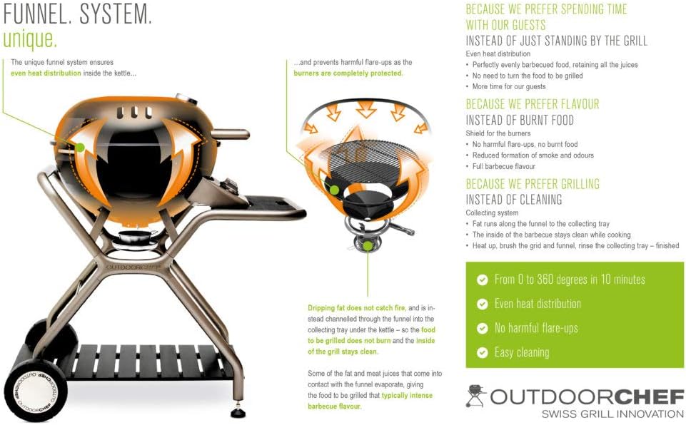 Outdoorchef Leon 570 G, Barbecue a Gas, Diametro 54 cm, Nero