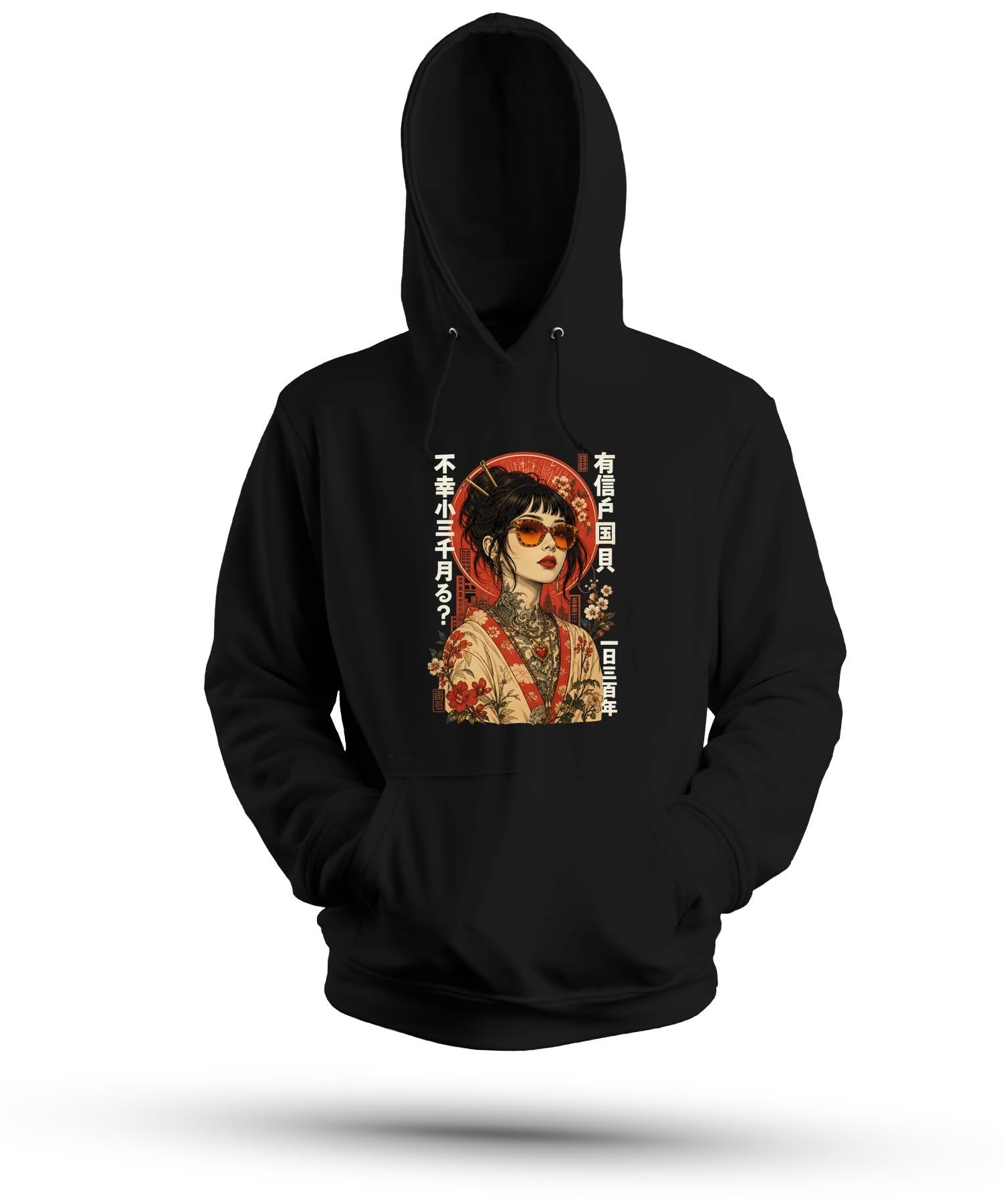 Japońska gejsza Tattoo Japan Y2K bluza z kapturem