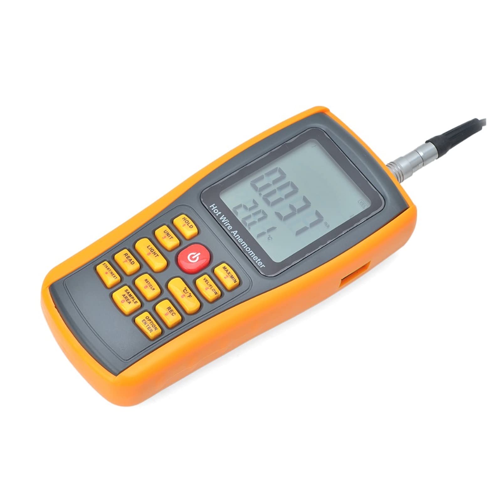 Anémomètre numérique à Fil Chaud, Vitesse du Vent/débit d'air/température mesurant 0~30 m/s avec Interface USB et capteur Mince GM8903 Anémomètre