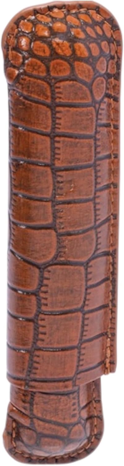Sigara Leather Cigar Case with Alligator Texture – Portable Single Cigar Holder, Protective Travel Cigar Sleeve for Home, Office, and Travel
