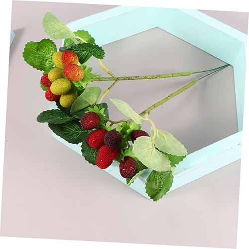 Miniatura 6 de 4 piezas de fresa artificial Nomes Decoración de Navidad de rama de fresa falsa decoración de mesa de comedor Decoración de mesa de cena de fresa