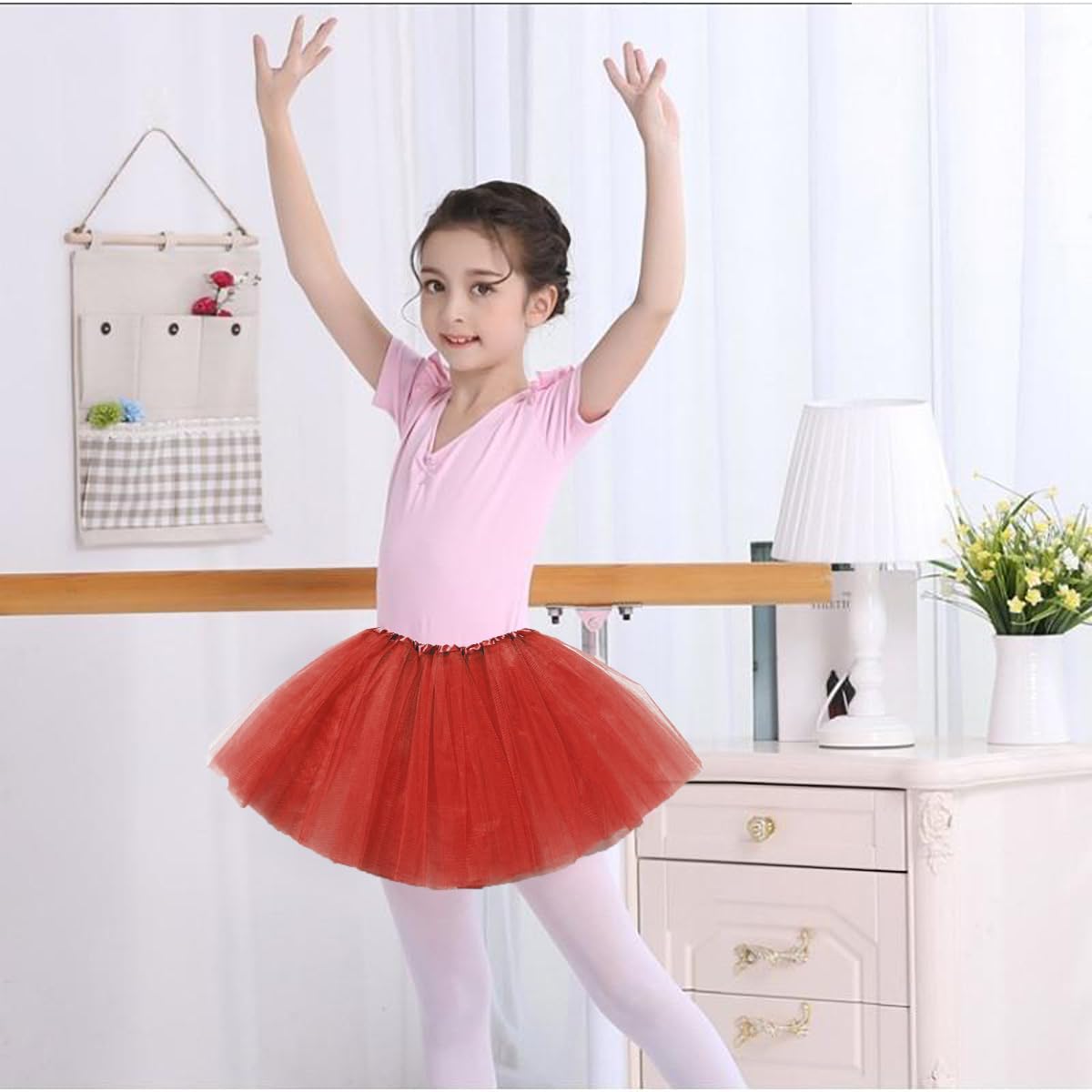 Falda de Tutú para Niñas Tul Ballet 3 Capas Elástica Disfraz Princesa 30cm