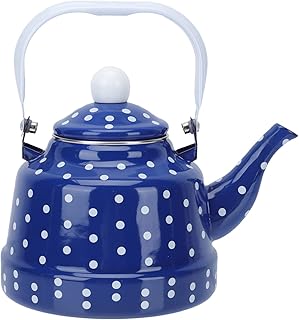 Tomaibaby Email dzbanek do herbaty, kolor niebieski i biały, kropki, emaliowany, czajnik, czajnik do kawy, mały retro - klasyczny czajnik elektryczny na płyty grzewcze, garnek do gotowania wody 1,7 l