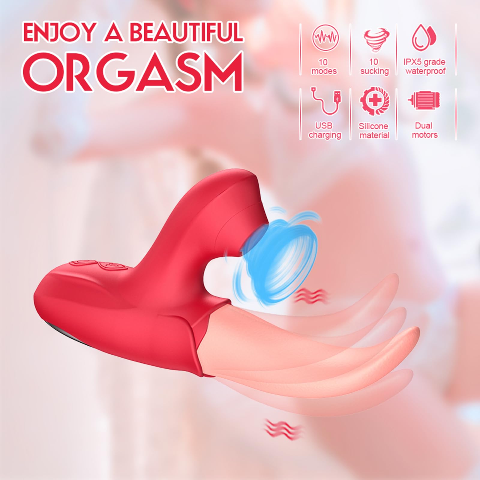 Vibratore di succhiamento giocattoli sessuali per adulti Womens10 Frequenza dinamica femminile giocattoli sessuali Lingua giocattolo per le donne Potenti vibratori di leccatura della lingua