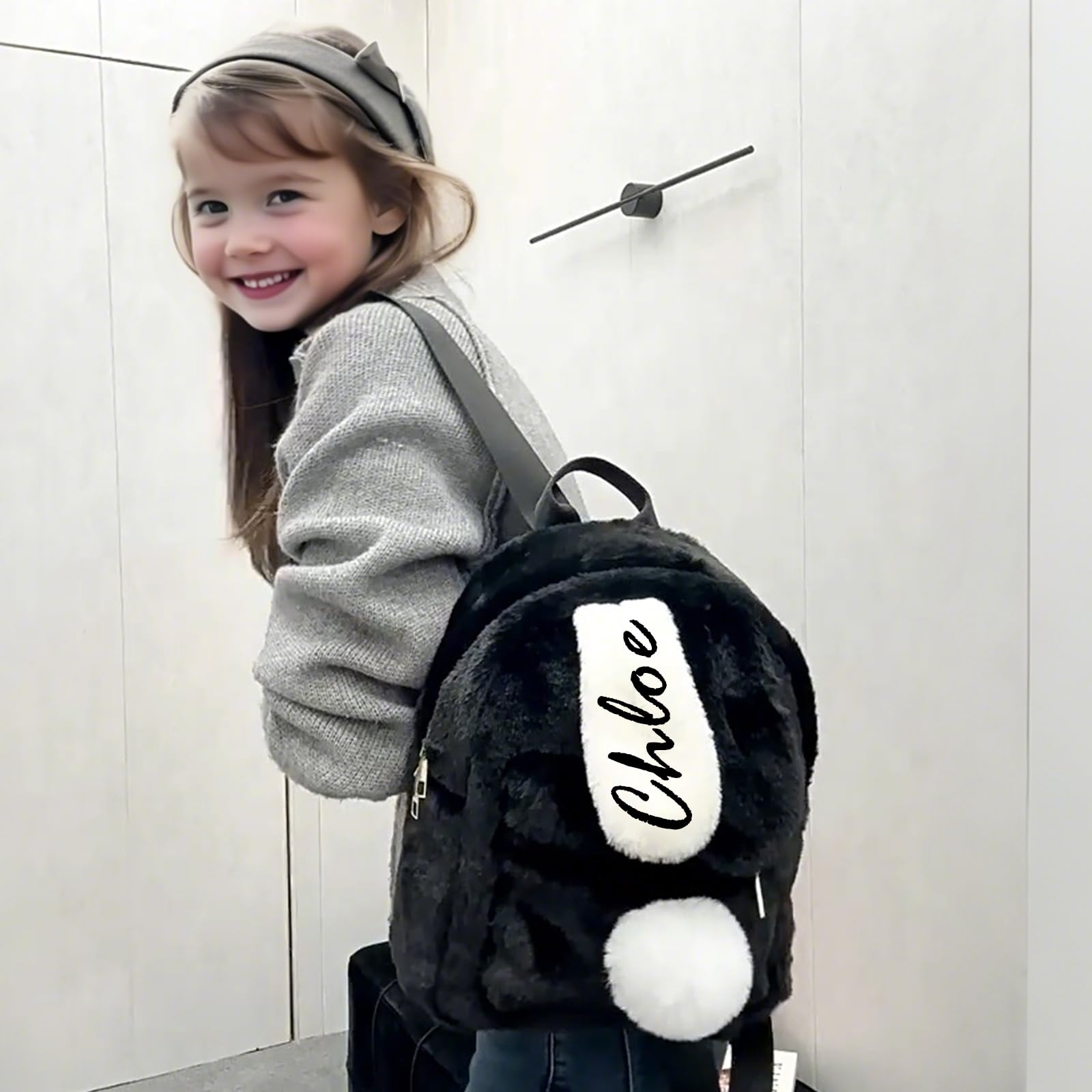 Sac Personnalisable Enfant, Sac a Dos Personnalisé Enfant Prenom, Sac à Dos Bebe Lapin en Peluche, Sac a Dos Enfants Fille Garcon, pour Maternelle Primaire et Collège (Kaki)
