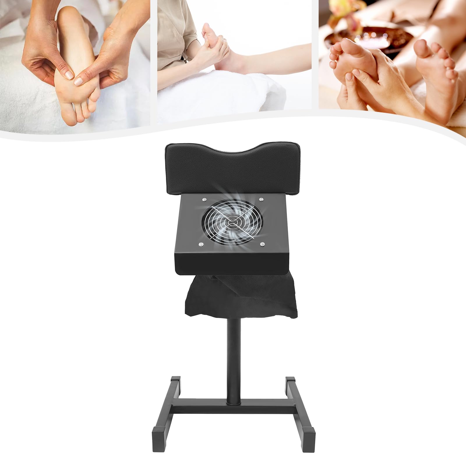 Taburete de pedicura, Altura Ajustable Pedicura Silla de Cuidado de Pies Taburete con Ventilador de Limpieza de Polvo, Reposapiés Manicura para Salón Spa Equipo, Salón de Belleza y Salón de