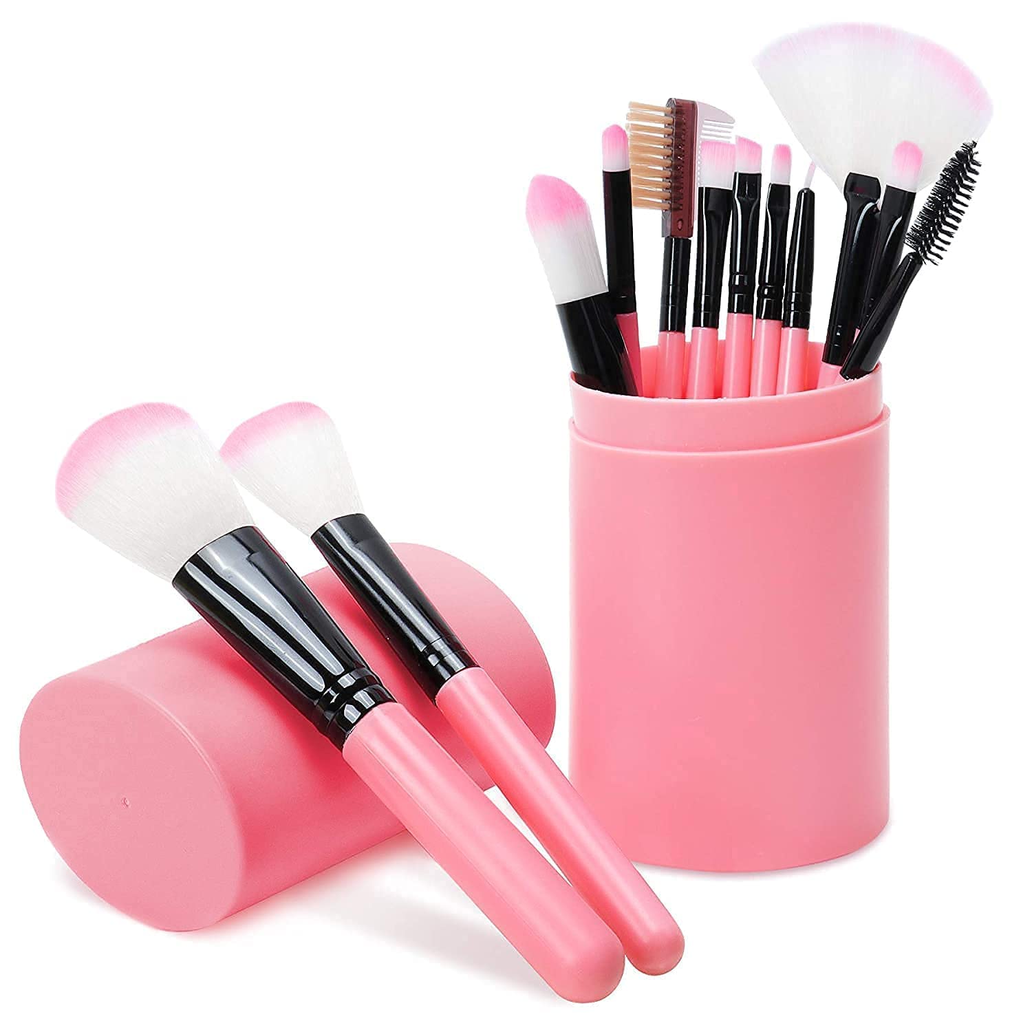 ZYCOFORD Makeup Brush Set With Storage Barrel - Pack of 12 (Pink)-picture-23