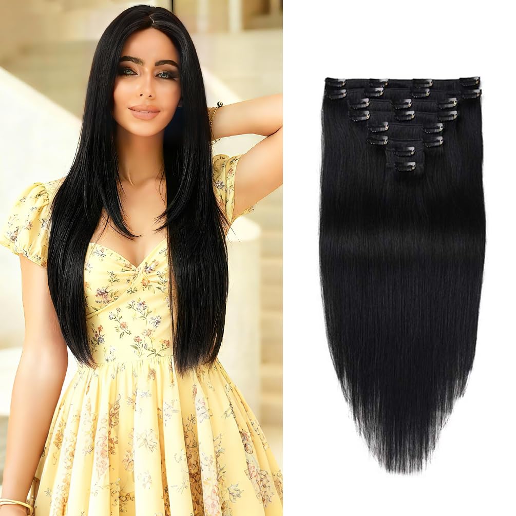 Amazon.com : Clip in Extensions 14 Inch 100g Real Human Hair  display picture 1