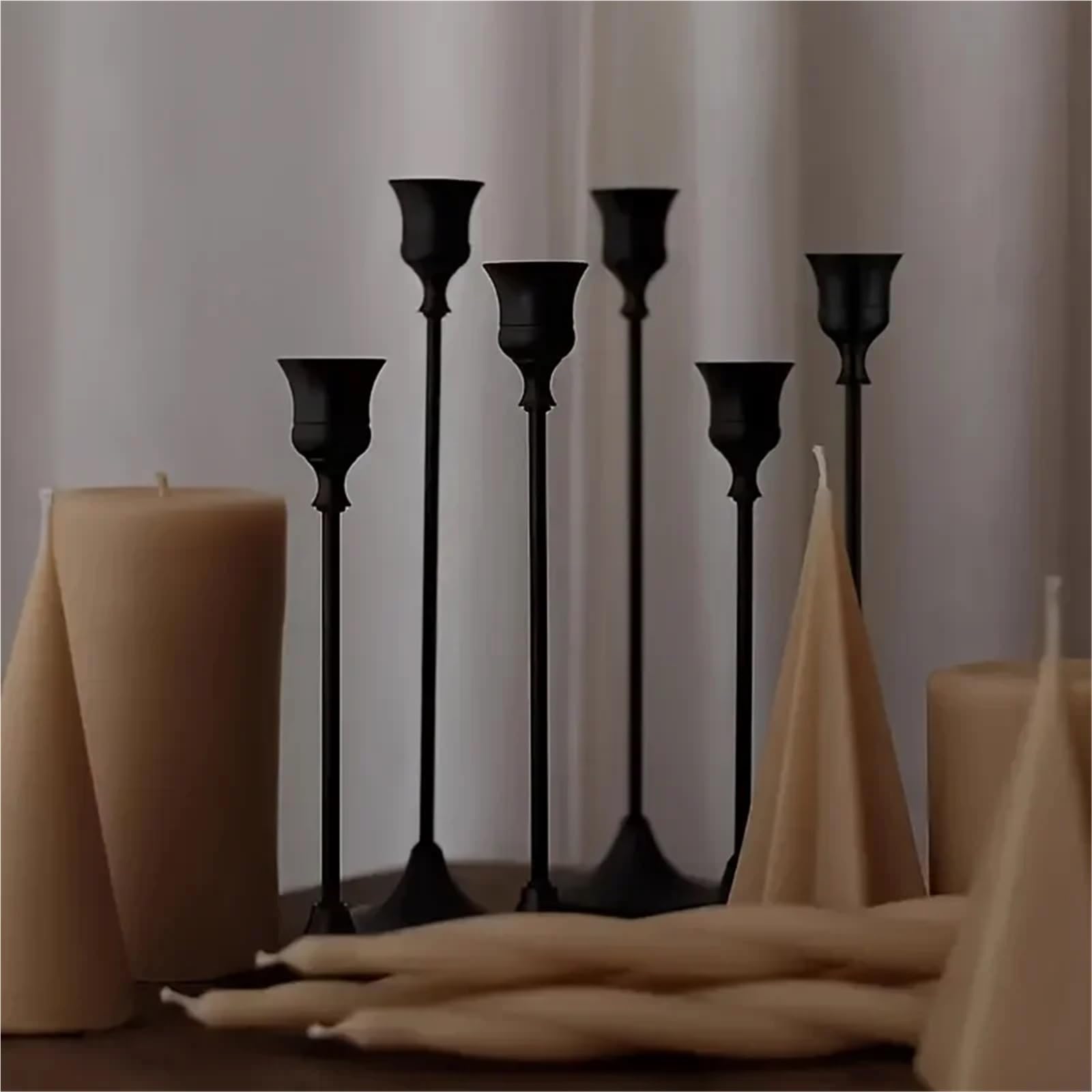 Porta Velas Juego de 6 candelabros Metal: románticos Mesa for centros Bodas, cumpleaños y Decoraciones navideñas(Golden)